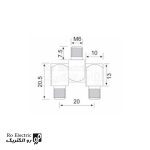 نقشه لولا سه تیکه مکعبی پیچ 6 Hinge 402-1-10×10